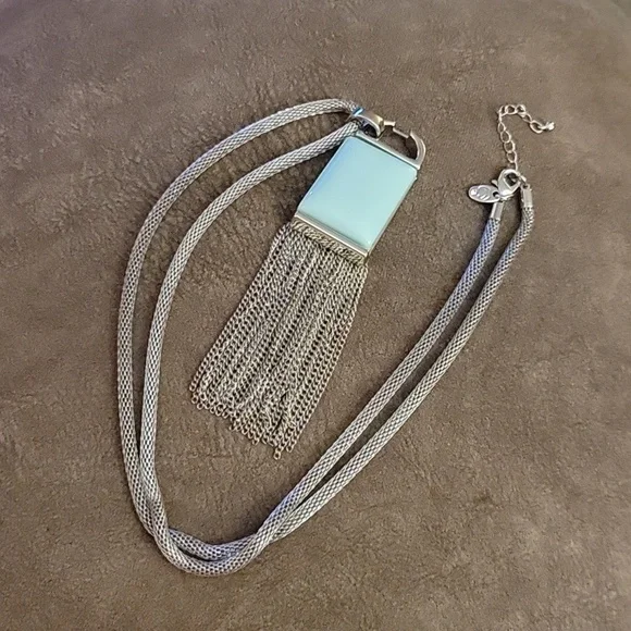 CATO Long Mesh Chain Ceramic Atomic Mod Tassel Lavalier Festival Necklace - Picture 2 of 6